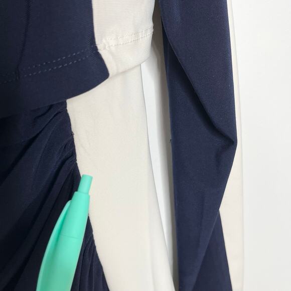 Lauren Ralph Lauren Womens Sheath Dress 14P Navy Cream Color Block Layered - Picture 15 of 15